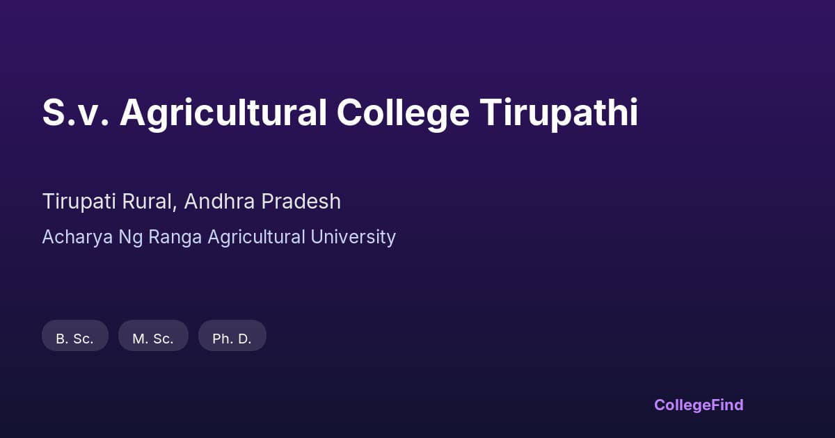 s.v. agricultural college tirupathi