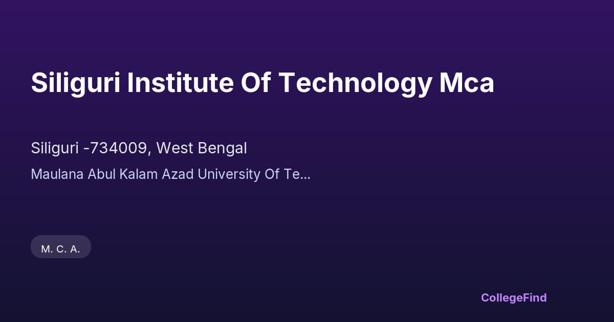 siliguri institute of technology mca