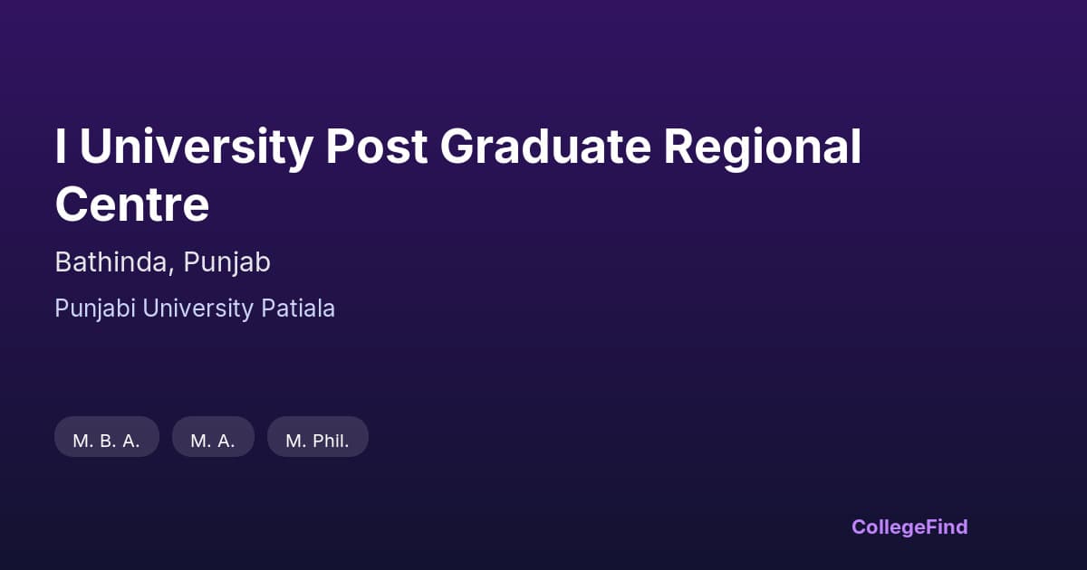 i university post graduate regional centre