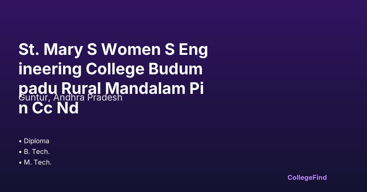st. mary s women s engineering college budumpadu rural mandalam pin cc nd
