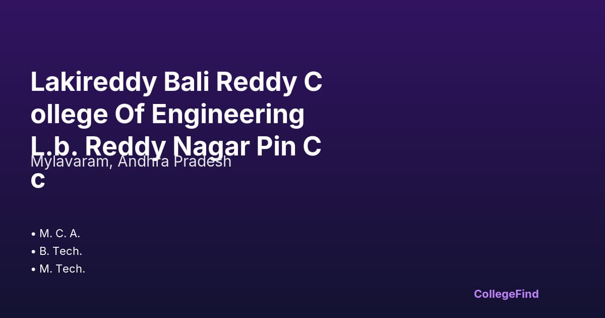 lakireddy bali reddy college of engineering l.b. reddy nagar pin cc