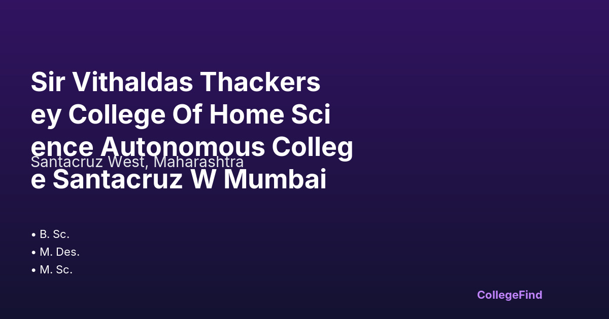 sir vithaldas thackersey college of home science autonomous college santacruz w mumbai