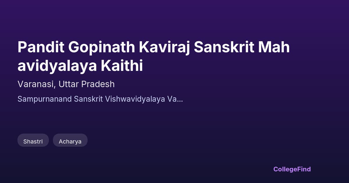 pandit gopinath kaviraj sanskrit mahavidyalaya kaithi