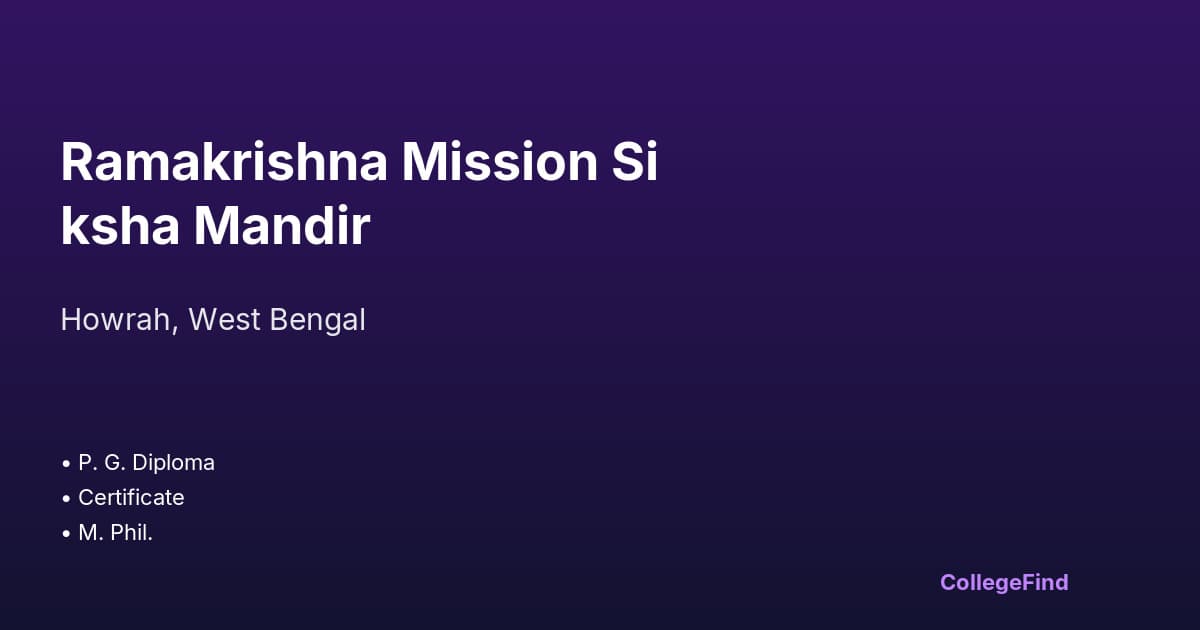 ramakrishna mission siksha mandir