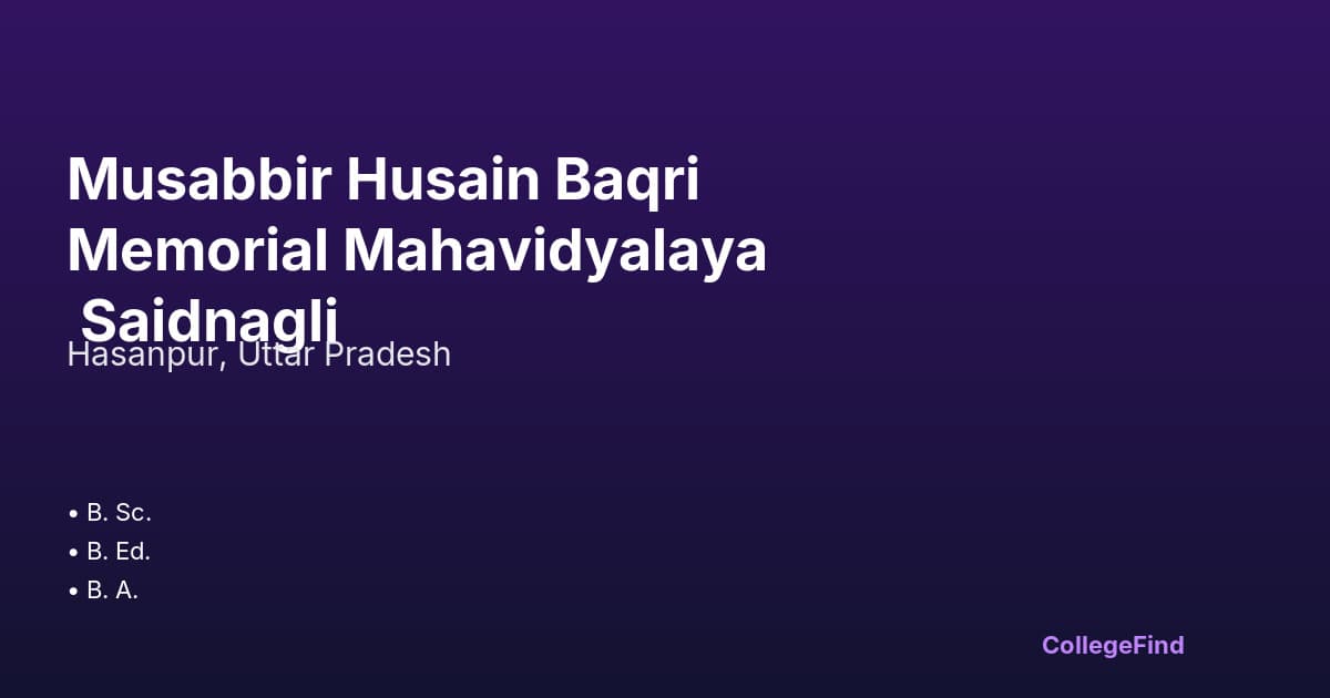 musabbir husain baqri memorial mahavidyalaya saidnagli